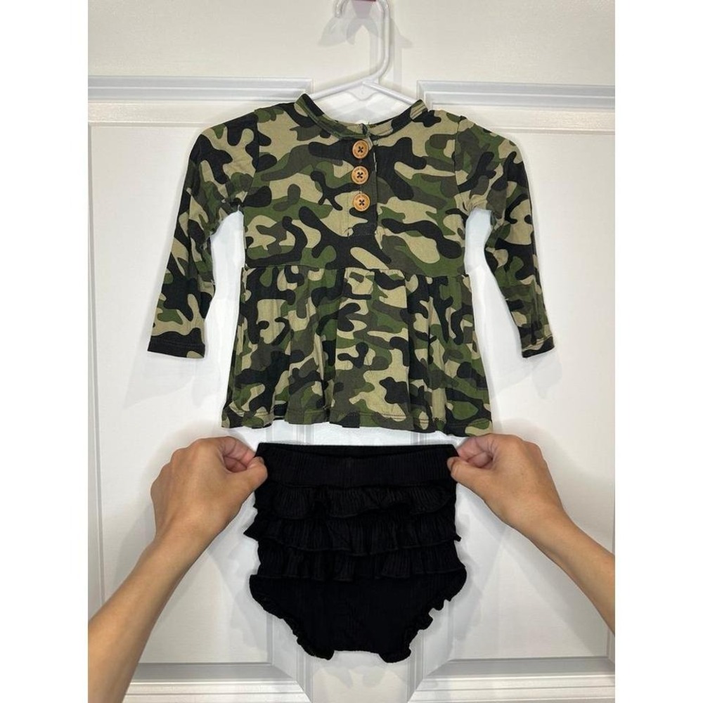 Posh Peanut Bamboo Girls‎ Camo Outfit Set Size 3-6 Months
